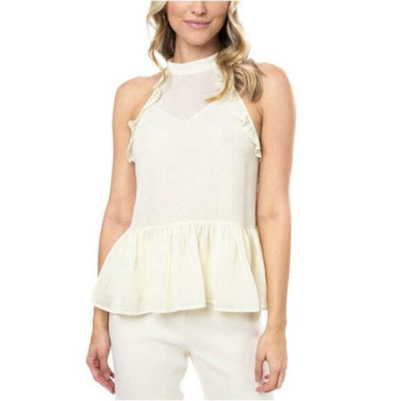 Julie Brown NYC Ruffle Tank Top Ivory Cream Size 8 NWT - Picture 1 of 7
